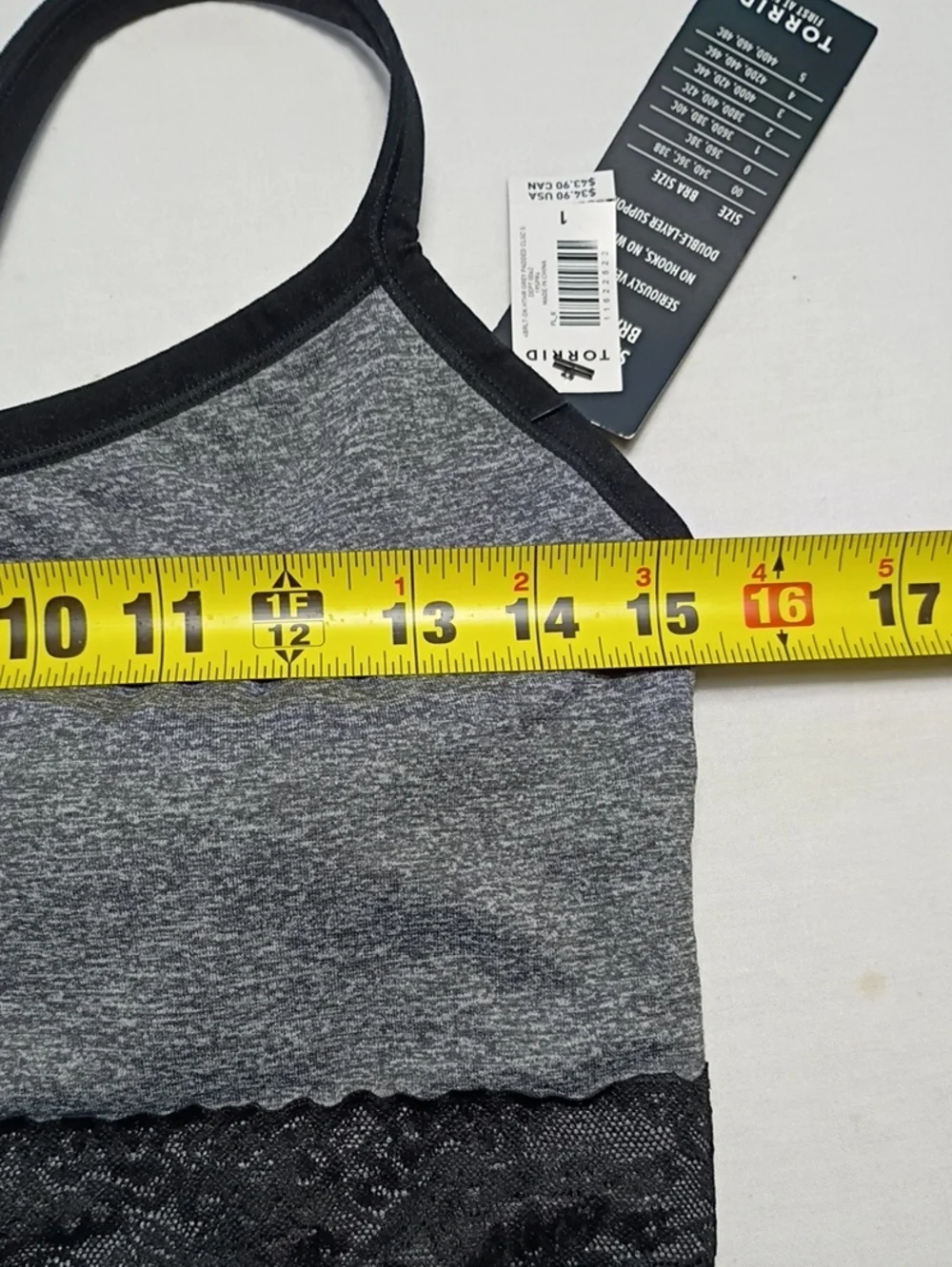 NWT Torrid Seamless Bralette Gray With Black Trim And Lace Sz 1 Wireless Padded